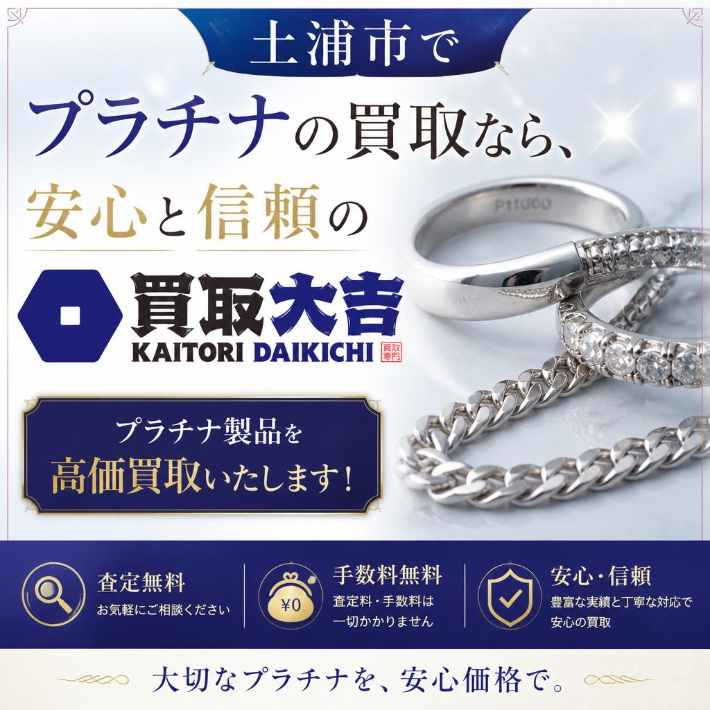土浦市でプラチナの買取なら、安心と信頼の買取大吉へ！