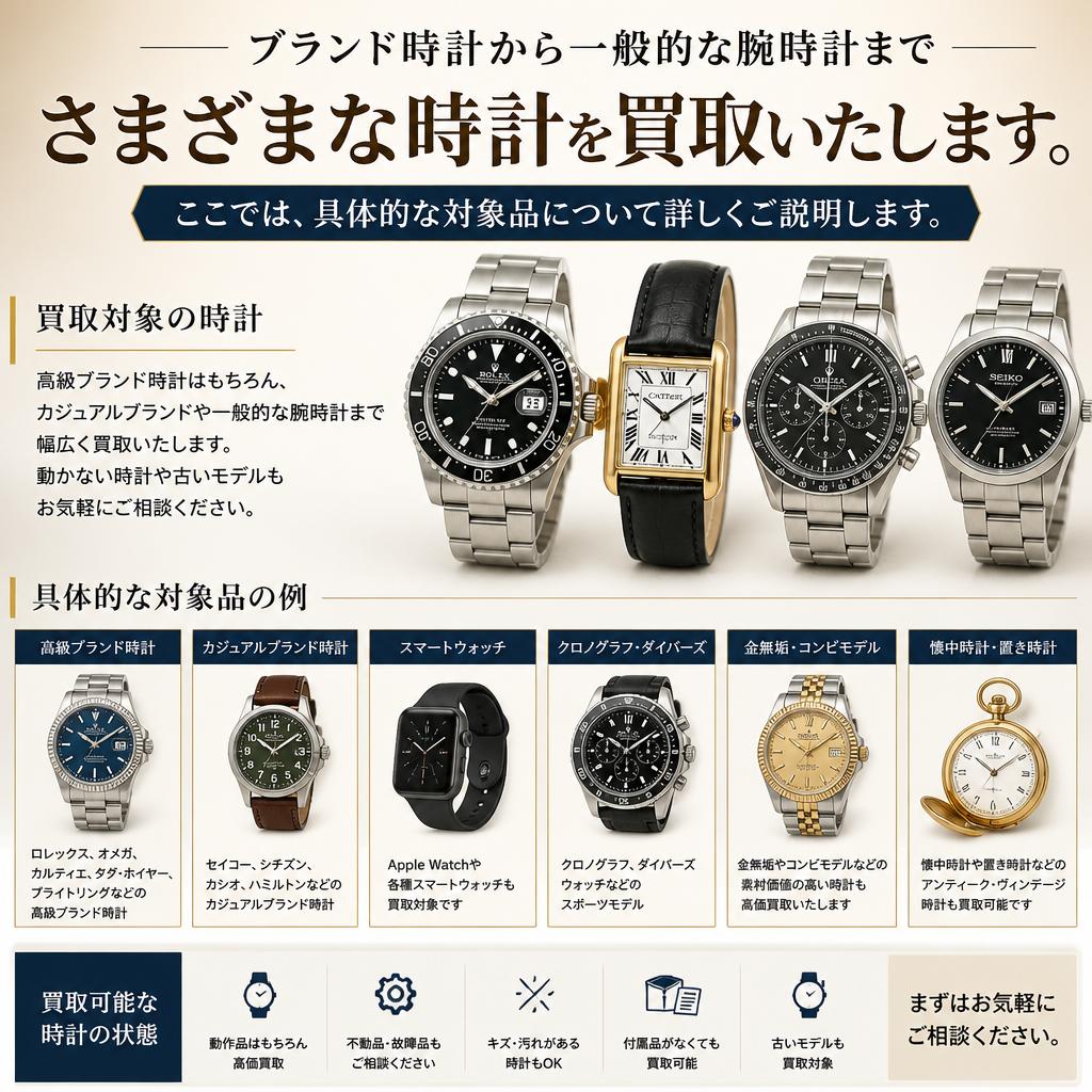 買取対象の時計一覧